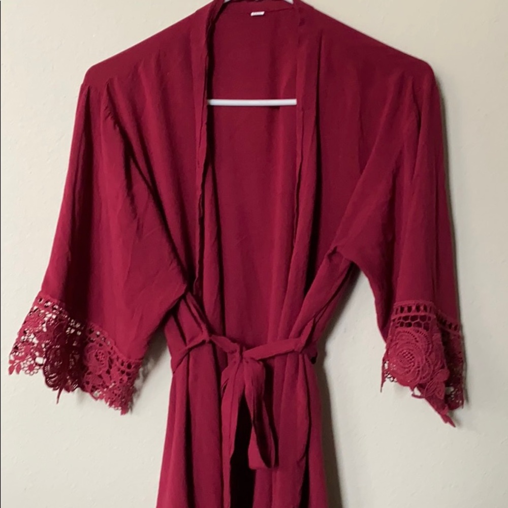 Lacey burgundy robe